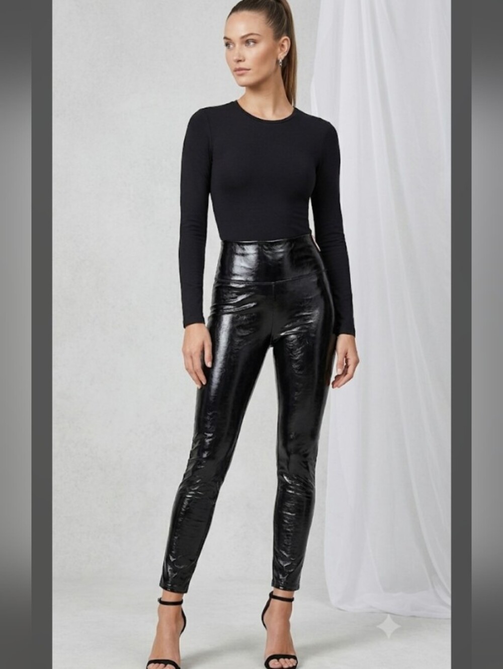 NWT Spanx High-Waist Black Faux Leather Leggings, Small - Picture 1 of 12